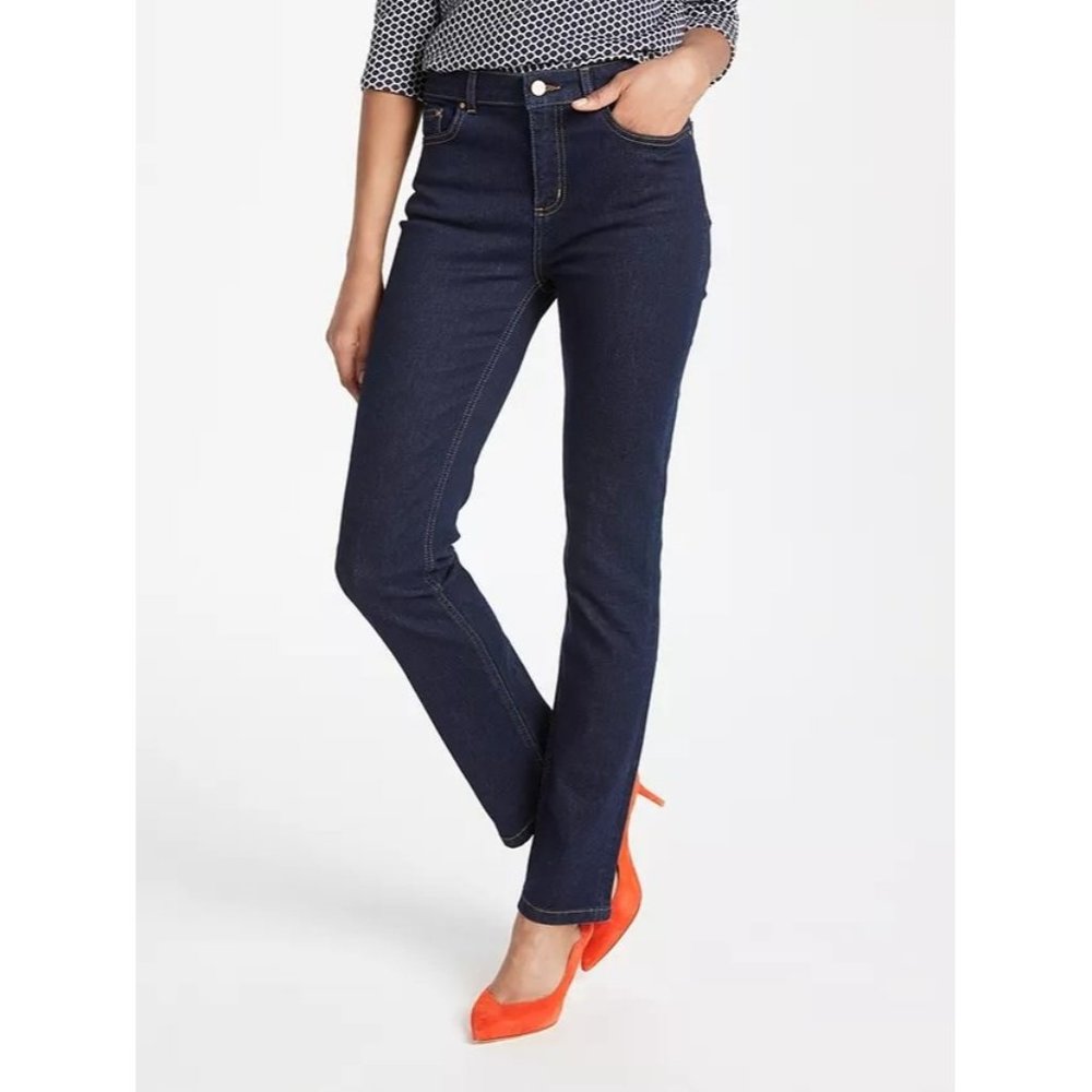 Boden Womens Trafalgar Straight Leg Jeans Size 4P Blue Dark Wash Mid Rise